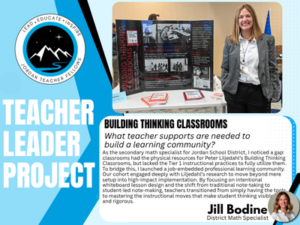 Jill Bodine's Teacher Leadership Impact Project poster board describing her project visible thinking strategies in math